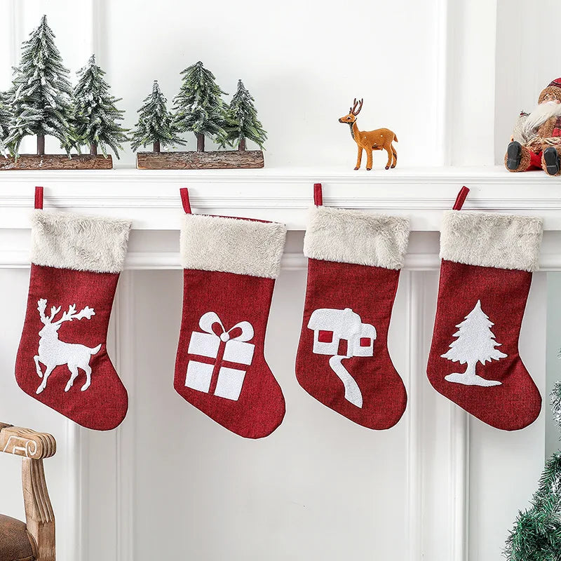 Christmas Stockings Reindeer Tree Holiday Decor Set (12 PCS)