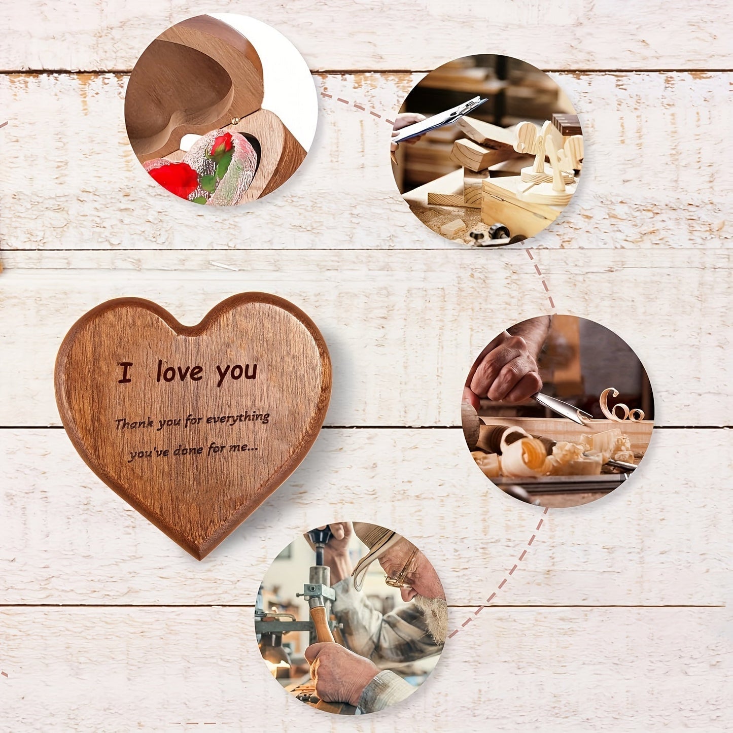 Heart-Shaped Bamboo Gift Box with Pendant Necklace