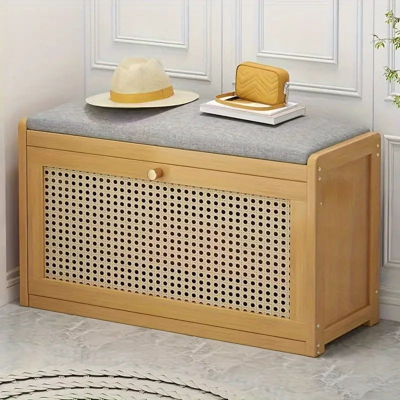 70cm Bamboo Shoe Rack Bench - Seat and Storage