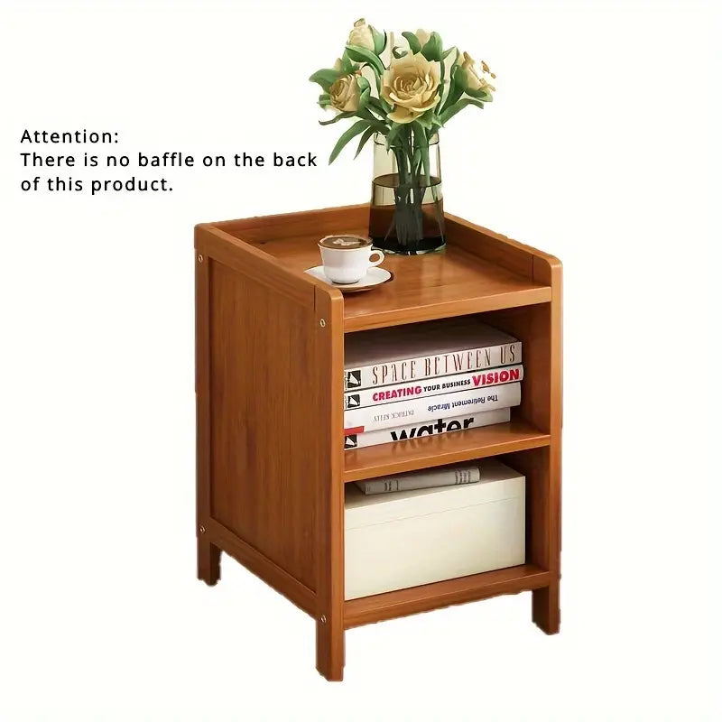 Bamboo  Bedside Table with Open Shelves - Tawny
