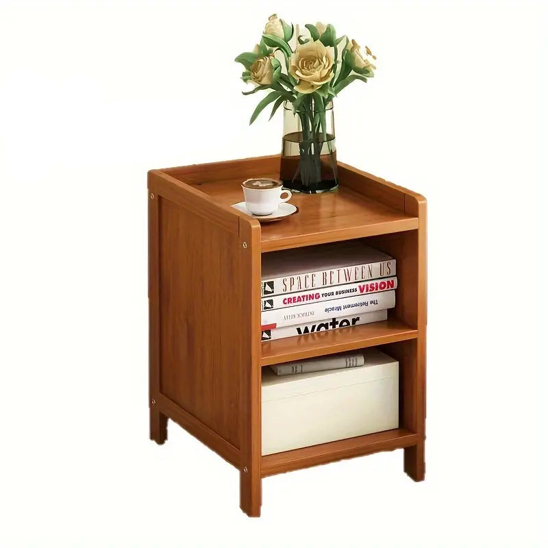 Bamboo  Bedside Table with Open Shelves - Tawny