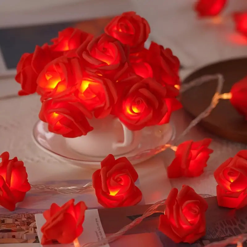 Romantic LED Rose String Lights for Valentine's Day - 6.56ft(Red)
