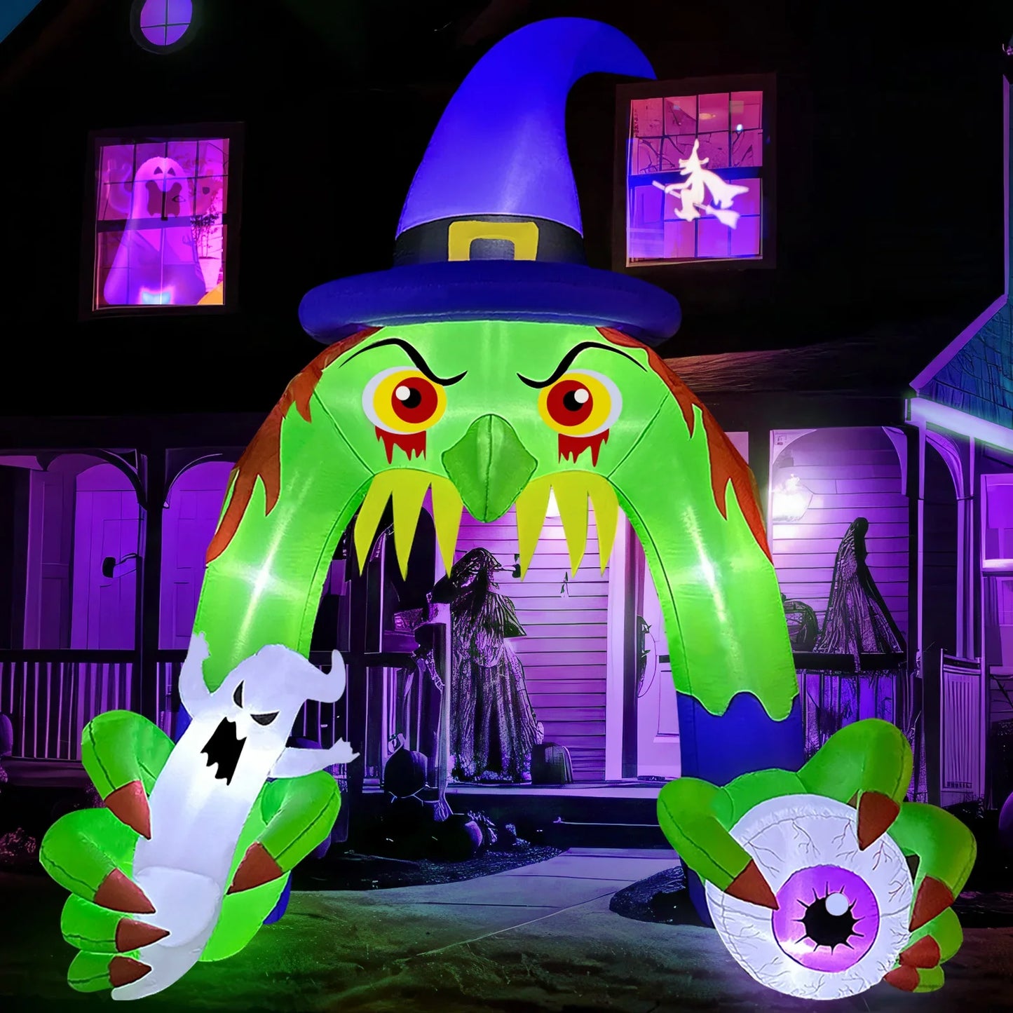 Halloween Inflatable Giant Witch Arch with LED Lights