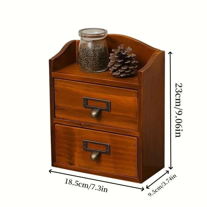 Vintage Solid Wood Drawer Cabinet with Metal Hanging Buckle