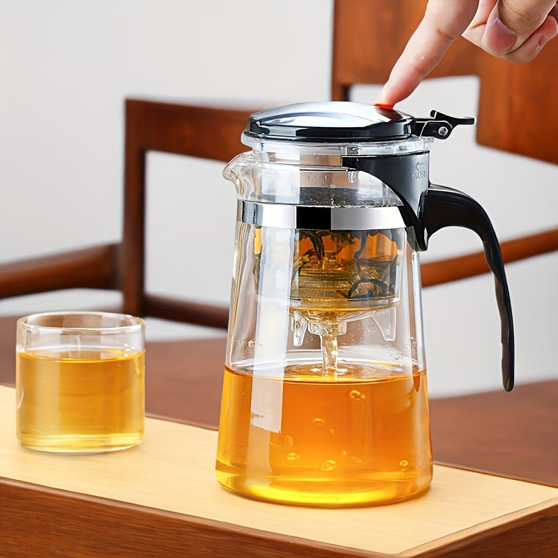 Easy-Press Glass Tea Infuser One-Touch Brewing