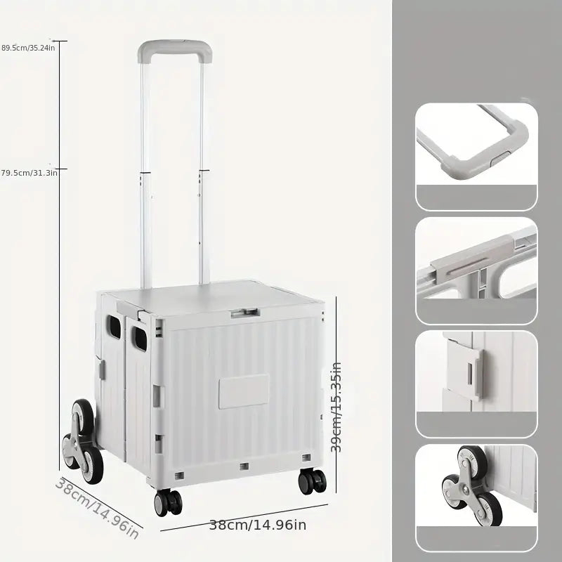 50L Folding Shopping Cart for Picnics, Camping, and Market Stalls - Gray