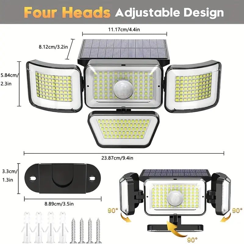 278LEDs Solar Outdoor Motion Sensor Security Flood Lights