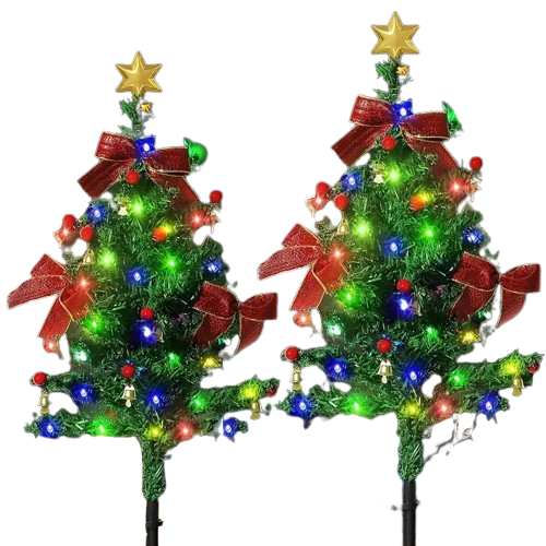 2PCS Solar Bow Lights - Waterproof Outdoor Christmas Tree Decorations for Yard, Garden, and Holiday Atmosphere - Elegant Landscape Lighting
