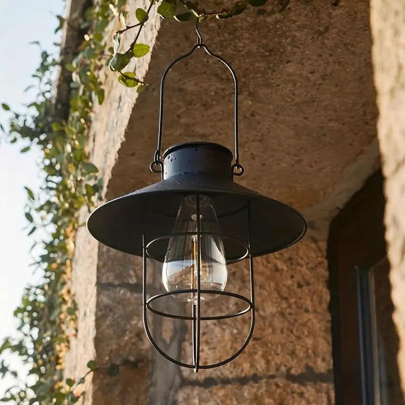 Black Vintage Solar-Powered Art Courtyard Chandelier - Outdoor Garden Decor