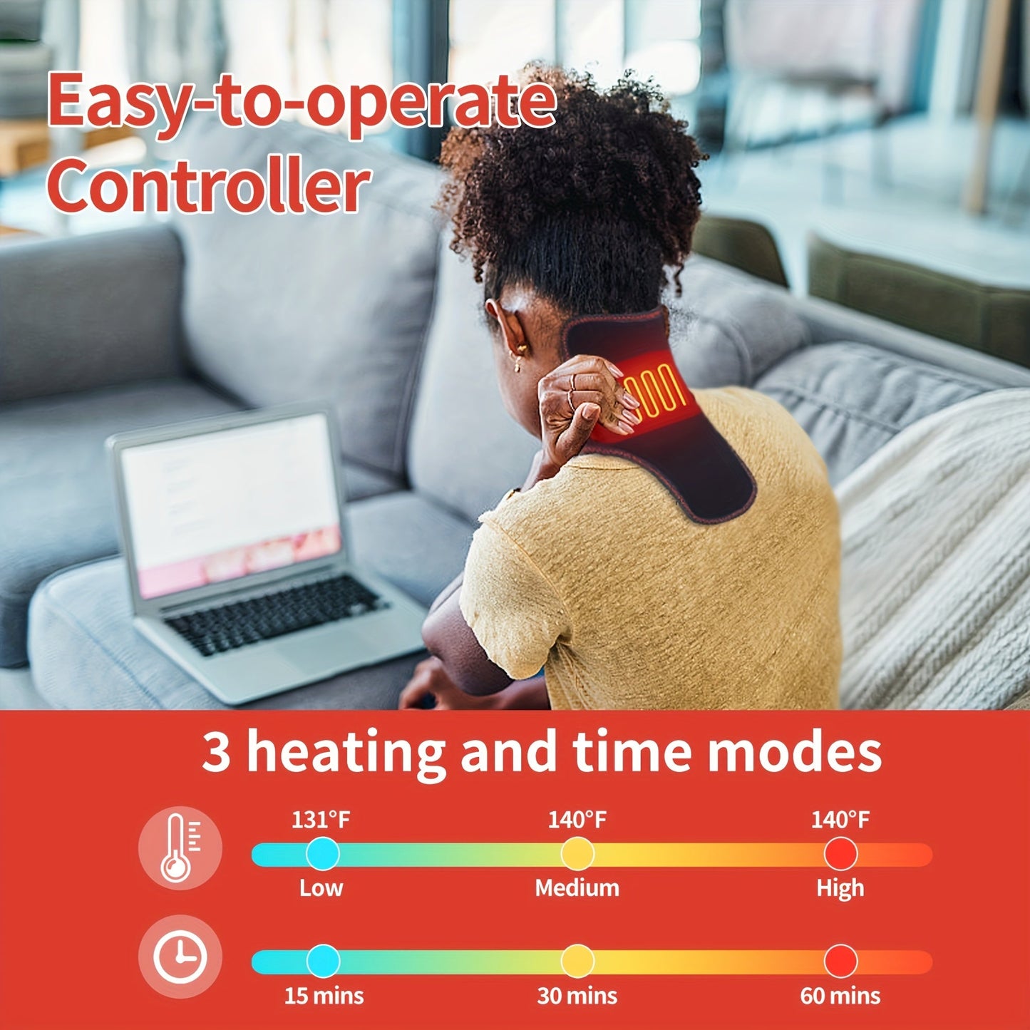 USB Heated Neck Wrap with Massage(Black)