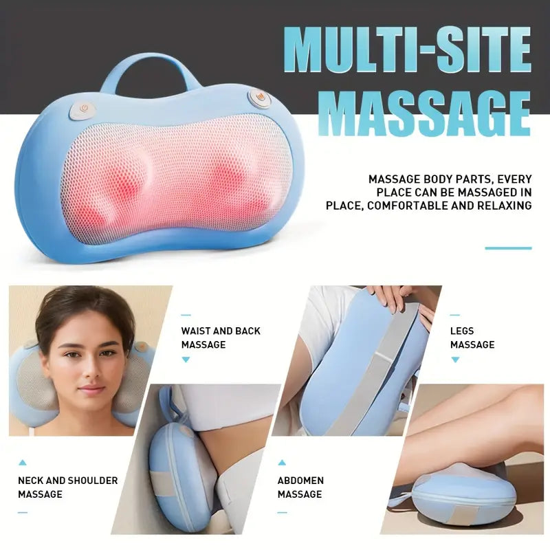 3D Massage Pillow with Heat Function (Blue)