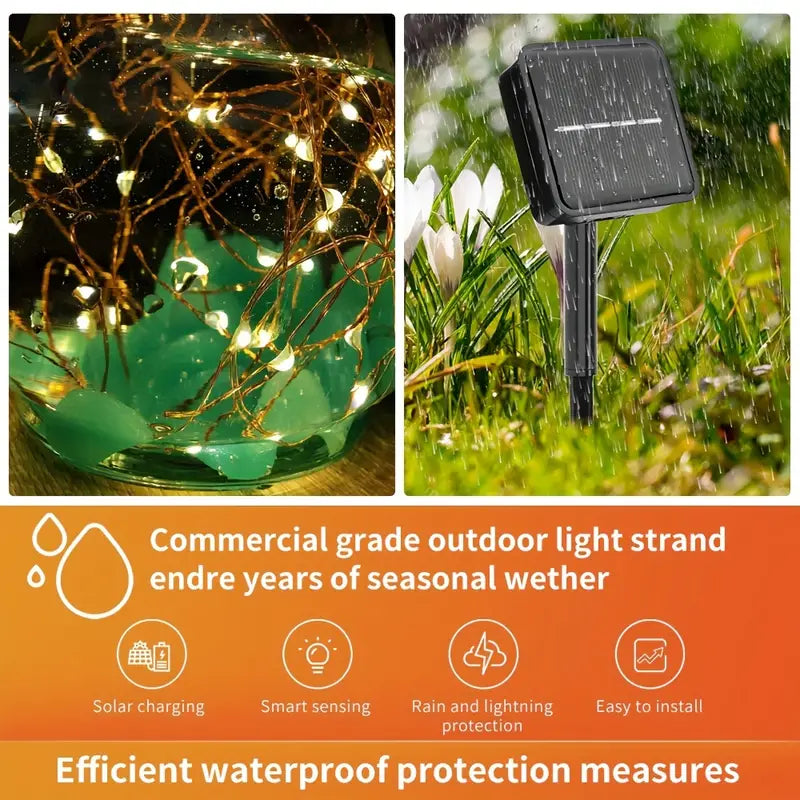 Solar-Powered Sparkle: Christmas Copper Wire String Lights