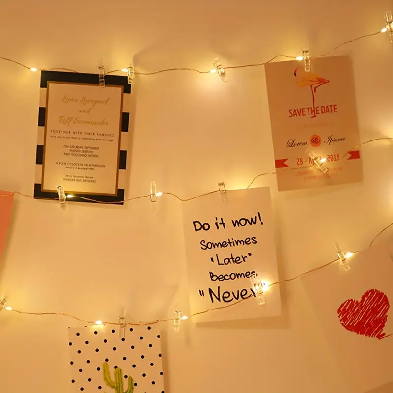 Photo Clips String Lights - Battery Operated String Lights with Clips(5M/16.40Ft)