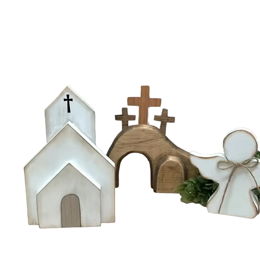 Easter Blessings: Set of 4 Wooden Jesus Ornaments