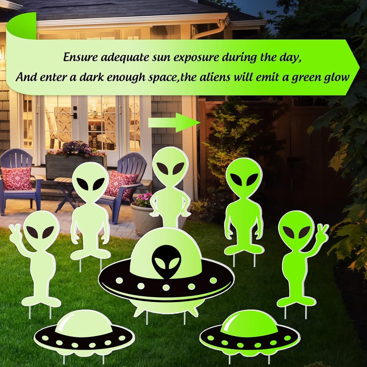 Glow in Dark Halloween Yard Sign Set
