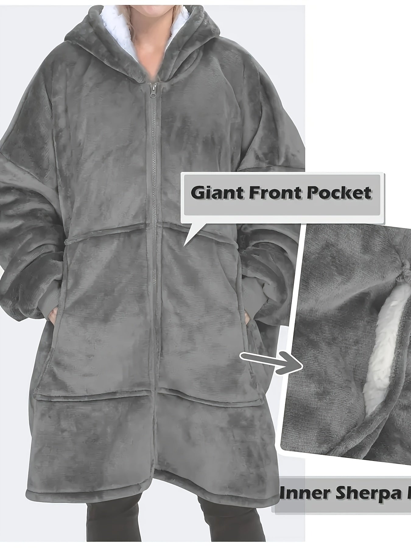 Men's Deep Gray Hooded Zip-Up Jacket