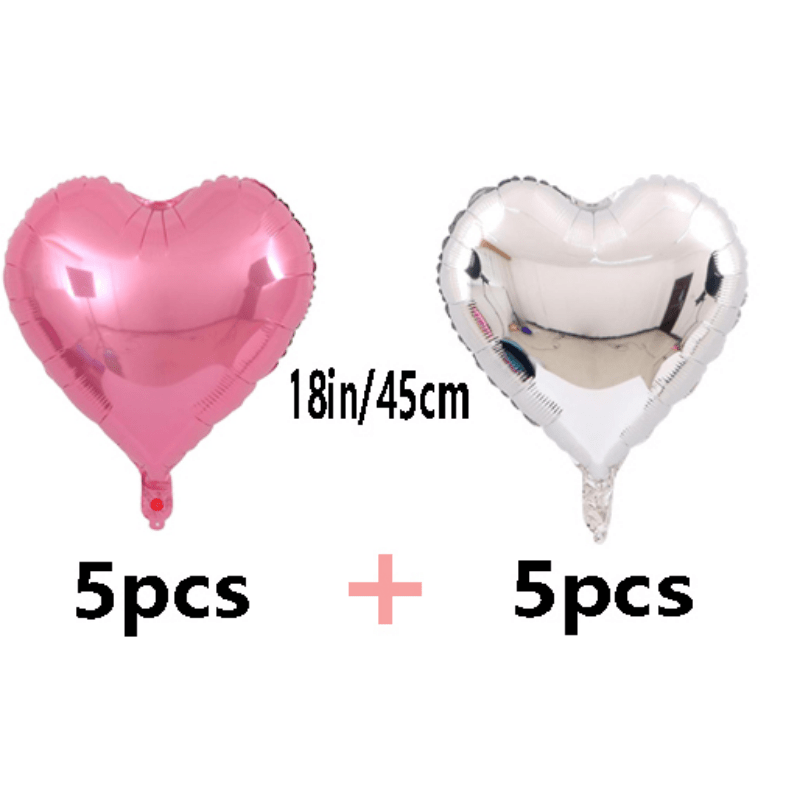 10pcs Pink Silver Love Balloons Set