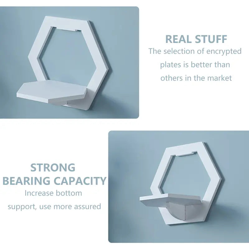 Hexagonal Harmony: Set of 3 Punch-Free Wall Shelve