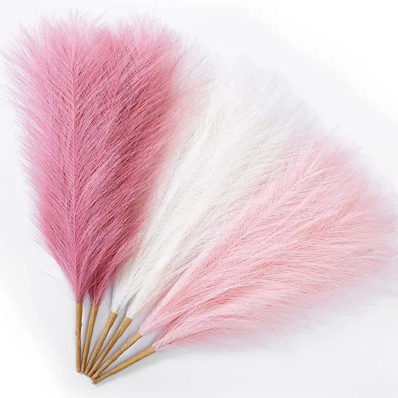 Set of 3 Artificial Pampas Grass Stems (43.18cm) - Blush, Cream & Pink Gradient