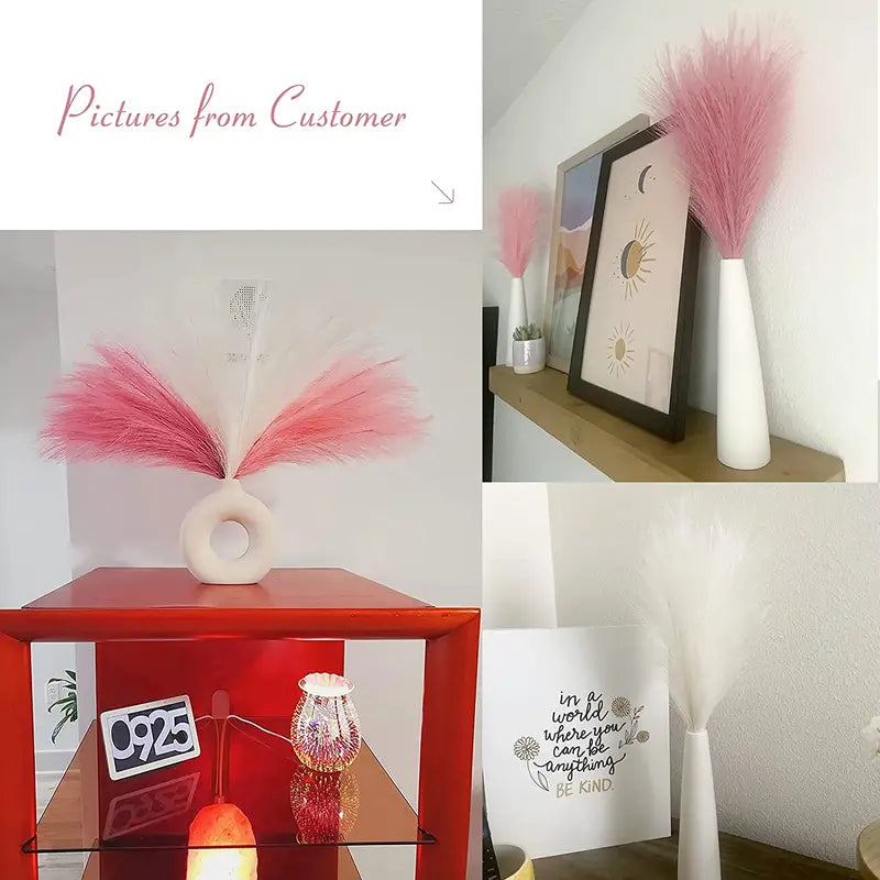 Set of 3 Artificial Pampas Grass Stems (43.18cm) - Blush, Cream & Pink Gradient