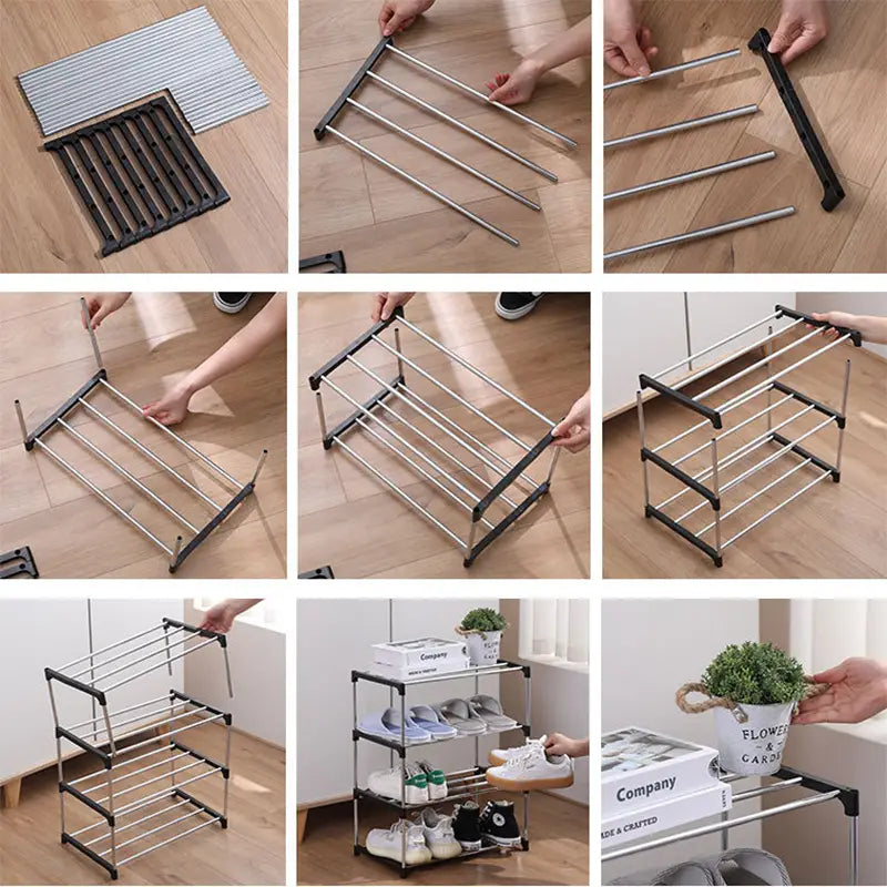 Keep your shoes tidy and accessible using the 1pc Galvanized Stackable Shoe Shelf