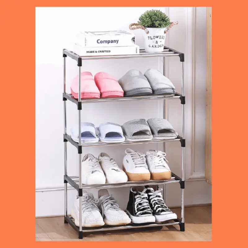 Keep your shoes tidy and accessible using the 1pc Galvanized Stackable Shoe Shelf