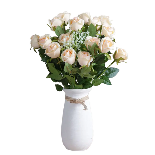 10pcs Champagne Snow Mountain Artificial Roses - Perfect for DIY Decor
