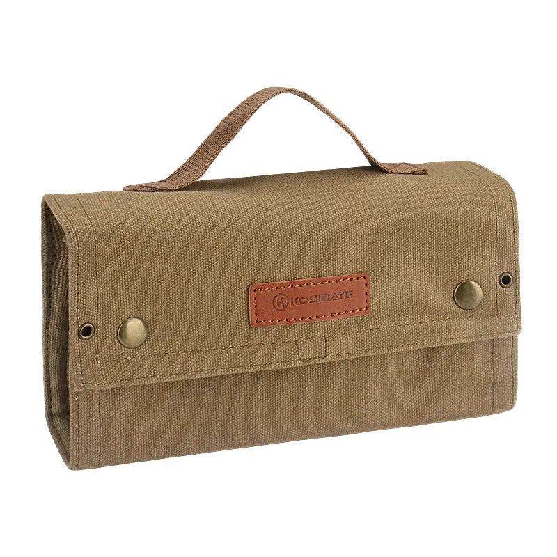 Outdoor Seasoning Bottles Set - Khaki Canvas Bag for Camping & BBQ