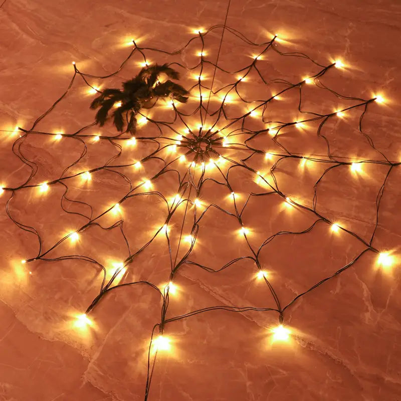 Spiderweb Glow: Warm LED Decor