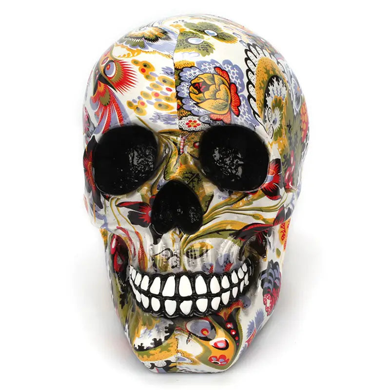 Skull Decoration – Vibrant Resin Flower Art Deco