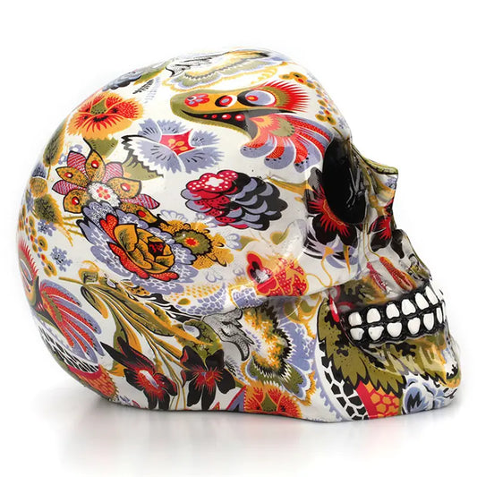 Skull Decoration – Vibrant Resin Flower Art Deco