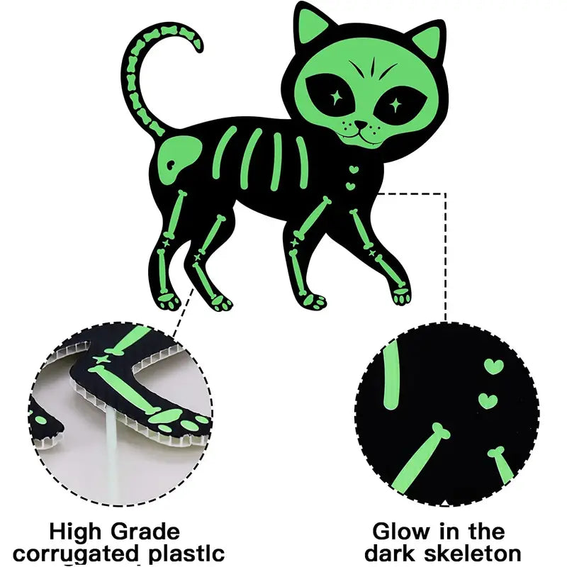 Midnight Guardian: 4pcs Black Cat Silhouette Yard Sign with Stakes