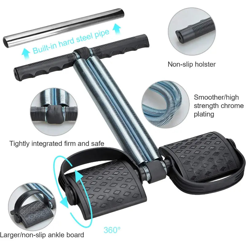 Elastic Sit Up Equipment with Dual Spring Tension Foot Pedal