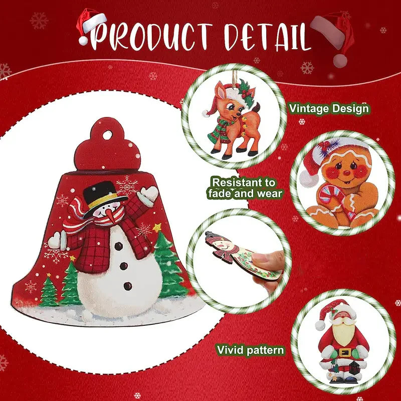 24-Piece Christmas Wooden Hanging Ornaments Set for Festive Tree Decoration
