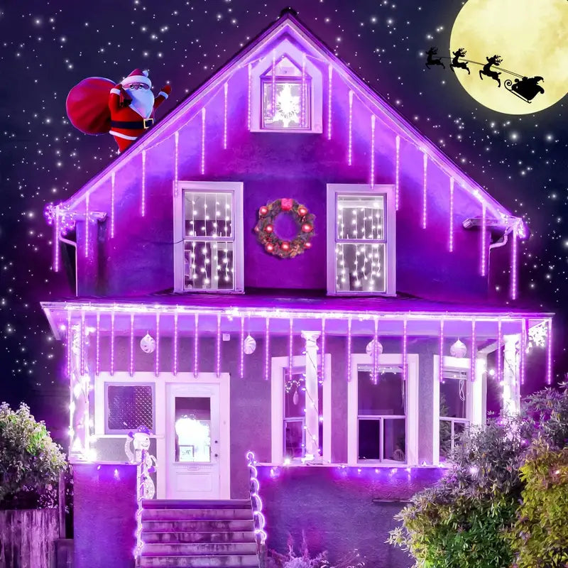 Galactic Glow: Purple Christmas Solar Meteor Shower Lamp