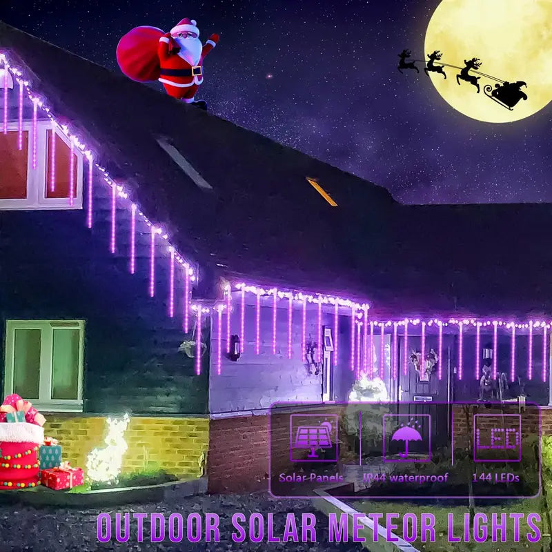 Galactic Glow: Purple Christmas Solar Meteor Shower Lamp
