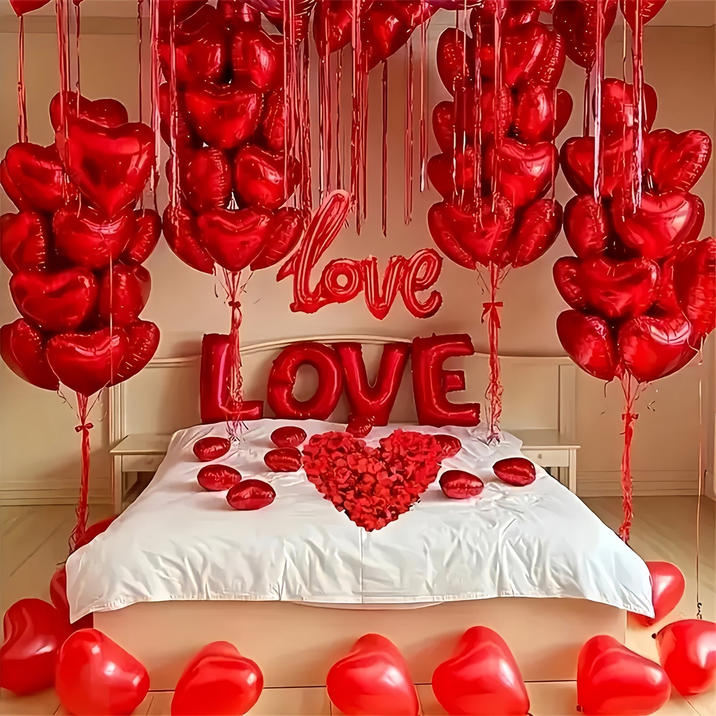 Romantic Red Rose Petals Balloon Decoration Kit