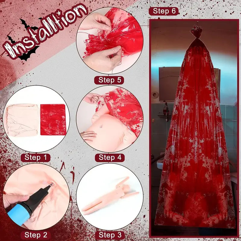 Chilling Halloween Decor: Bloody Body Bag Extravaganza