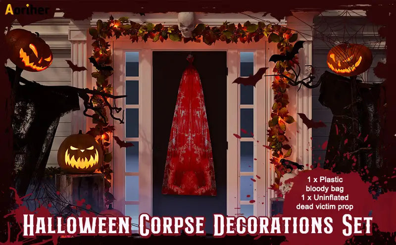 Chilling Halloween Decor: Bloody Body Bag Extravaganza