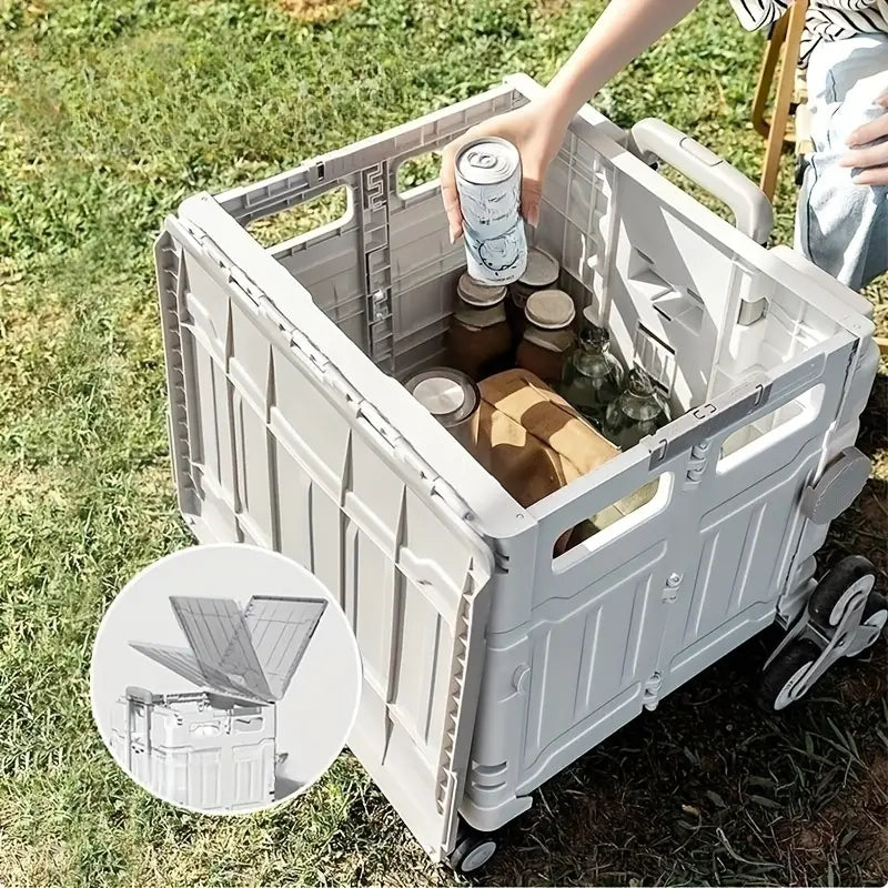 50L Folding Shopping Cart for Picnics, Camping, and Market Stalls - Gray