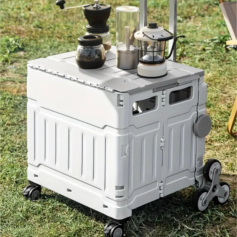 50L Folding Shopping Cart for Picnics, Camping, and Market Stalls - Gray