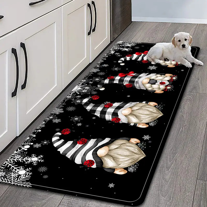 Adorable Christmas Faceless Gnome Kitchen Rug