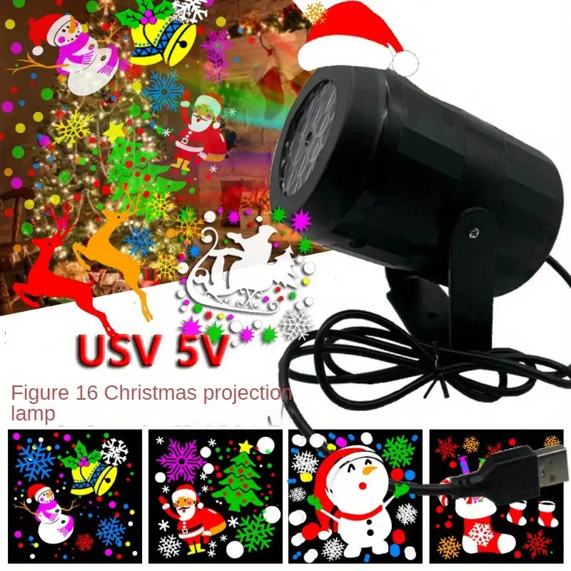 Santa Claus LED Snowflake Projection Light - 16 Patterns