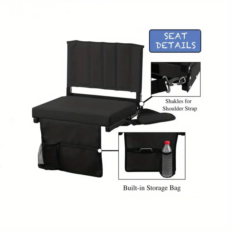 Portable Outdoor Stand Sports Seat with Back Support and Wide Cushion