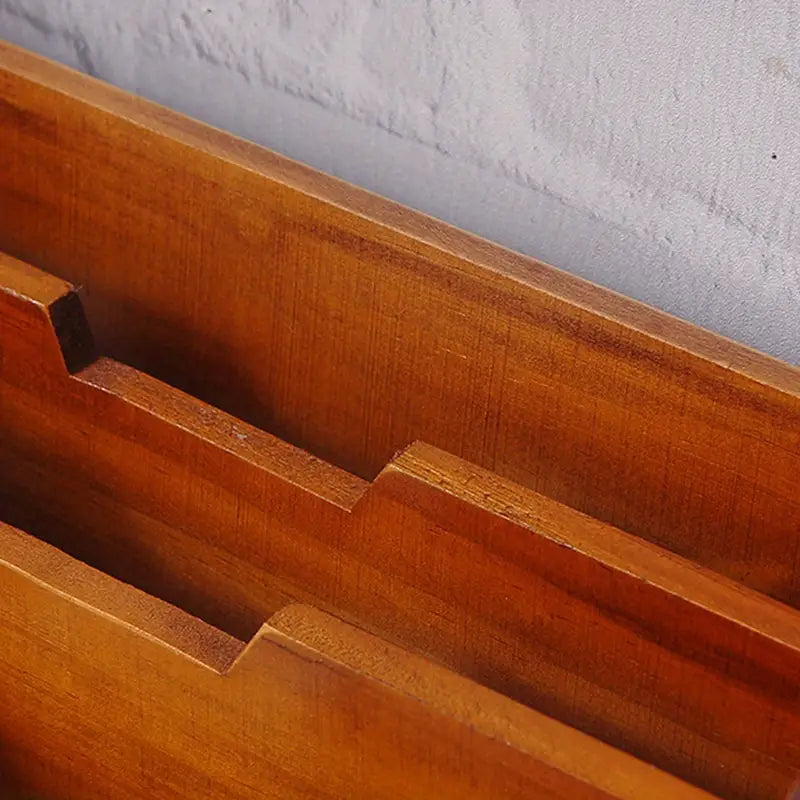 Vintage Wooden Letter Rack - Wall Mounted Office Organizer with Adjustable Grid Storage