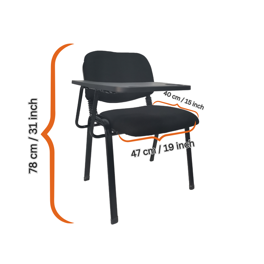 Lecture Chair with Table Top for Classroom Lecture Training Conference (Set of 6-Black)