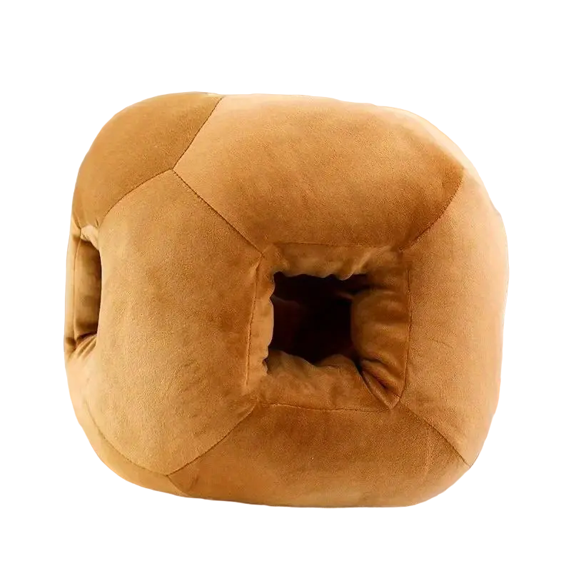 Dark Brown Cube Nap Pillow - Creative Office Bread Neck Pillow