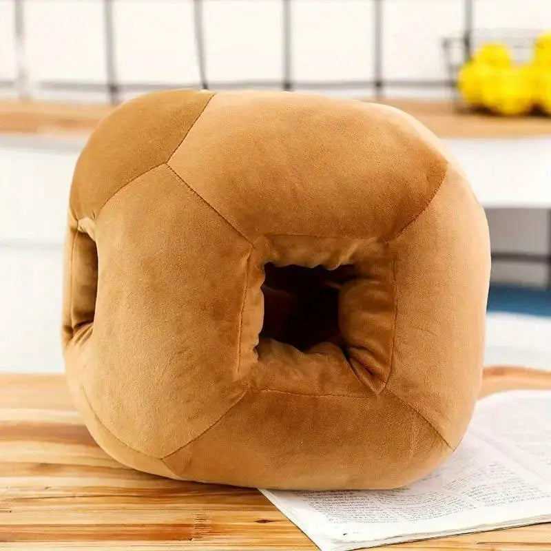 Dark Brown Cube Nap Pillow - Creative Office Bread Neck Pillow