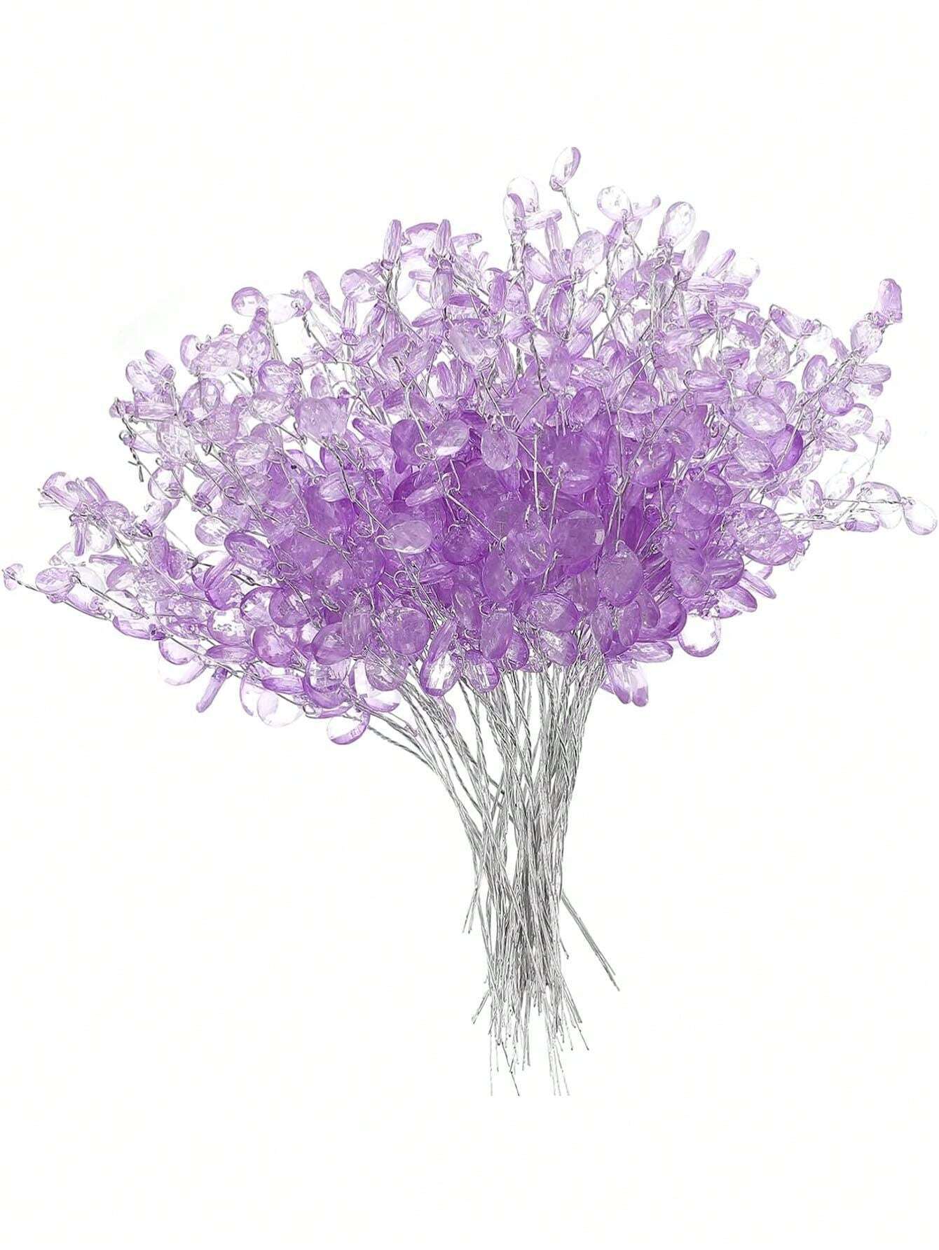 50-Piece Purple Crystal Droplet Bouquet | Home & Party Decoration Set