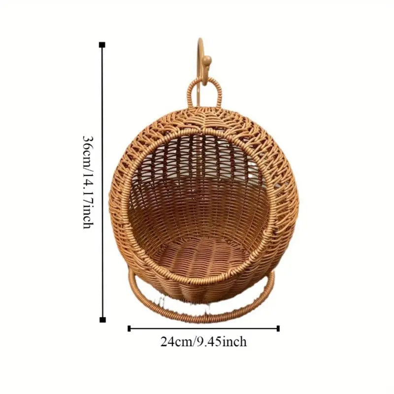 Imitation Rattan Cat Cage - Hanging Cat Nest with Semi-Enclosed Design